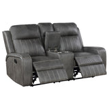  Coaster Furniture Raelynn 603192 Upholstered Track Arm Motion Loveseat - Grey IMAGE 3