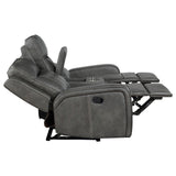  Coaster Furniture Raelynn 603192 Upholstered Track Arm Motion Loveseat - Grey IMAGE 7