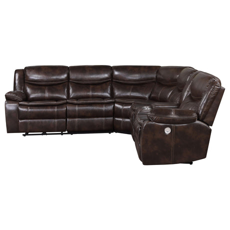  Coaster Furniture Sycamore 610190P Upholstered Power Reclining Sectional Sofa - Brown IMAGE 6