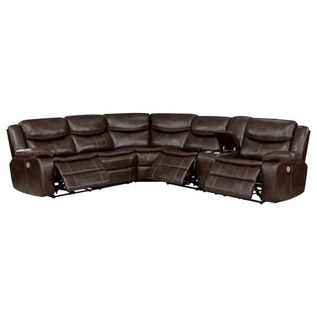  Coaster Furniture Sycamore 610200P Upholstered Power Reclining Sectional Sofa - Grey IMAGE 5