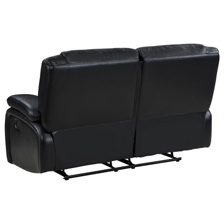 Coaster Furniture Camila 610245 Upholstered Motion Reclining Loveseat - Black IMAGE 6