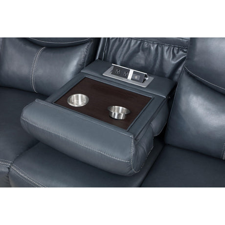  Coaster Furniture Sloane 610271 Upholstered Padded Arm Reclining Sofa - Blue IMAGE 10