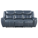  Coaster Furniture Sloane 610271 Upholstered Padded Arm Reclining Sofa - Blue IMAGE 4