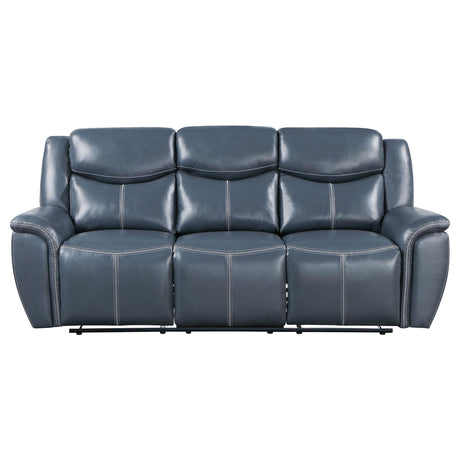  Coaster Furniture Sloane 610271 Upholstered Padded Arm Reclining Sofa - Blue IMAGE 4