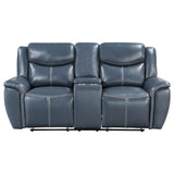  Coaster Furniture Sloane 610272 Upholstered Padded Arm Reclining Loveseat - Blue IMAGE 4