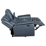  Coaster Furniture Sloane 610272 Upholstered Padded Arm Reclining Loveseat - Blue IMAGE 7