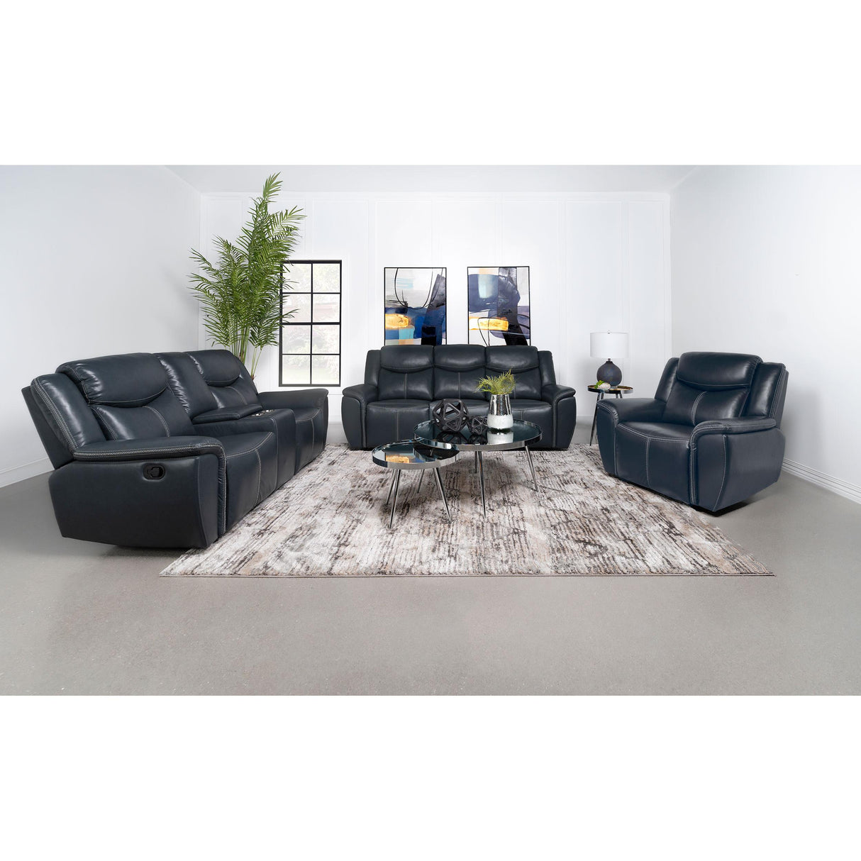  Coaster Furniture Sloane 610272 Upholstered Padded Arm Reclining Loveseat - Blue IMAGE 8