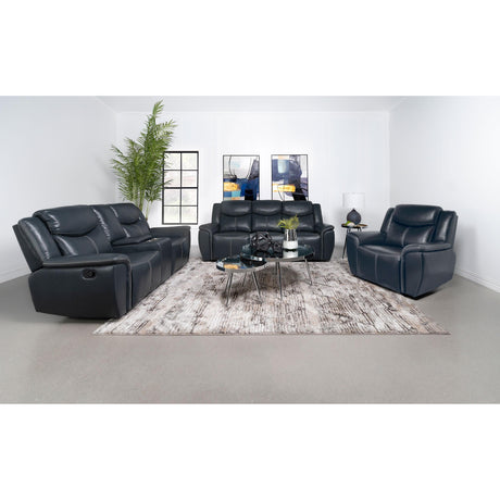  Coaster Furniture Sloane 610272 Upholstered Padded Arm Reclining Loveseat - Blue IMAGE 8