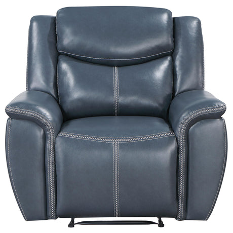 Coaster Furniture Sloane 610273 Upholstered Padded Arm Recliner Chair - Blue IMAGE 4