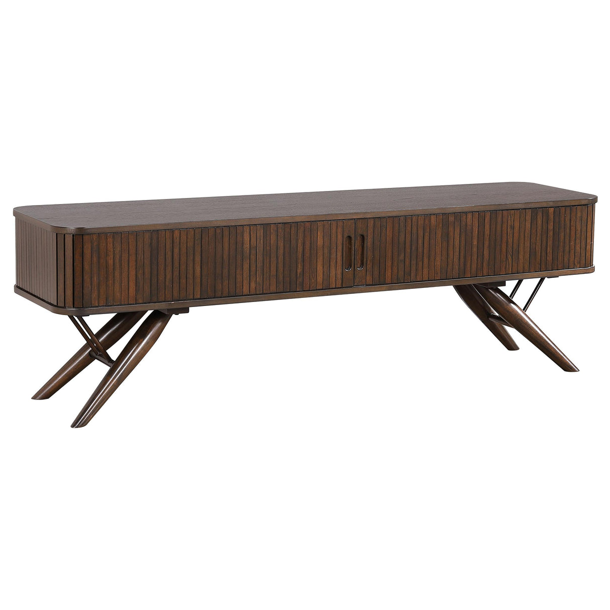  Coaster Furniture Valna 701713 Wood 71" TV Stand with Sliding Doors - Walnut IMAGE 1
