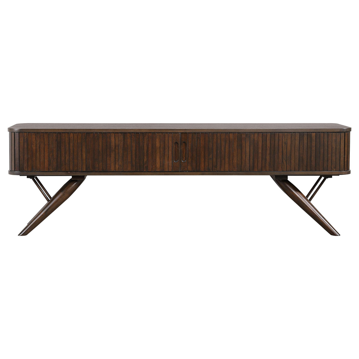  Coaster Furniture Valna 701713 Wood 71" TV Stand with Sliding Doors - Walnut IMAGE 4