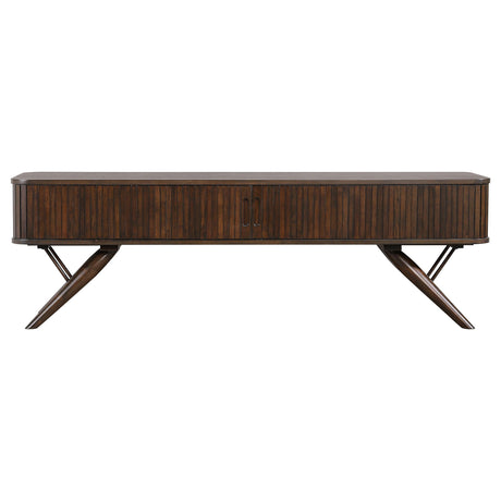  Coaster Furniture Valna 701713 Wood 71" TV Stand with Sliding Doors - Walnut IMAGE 4