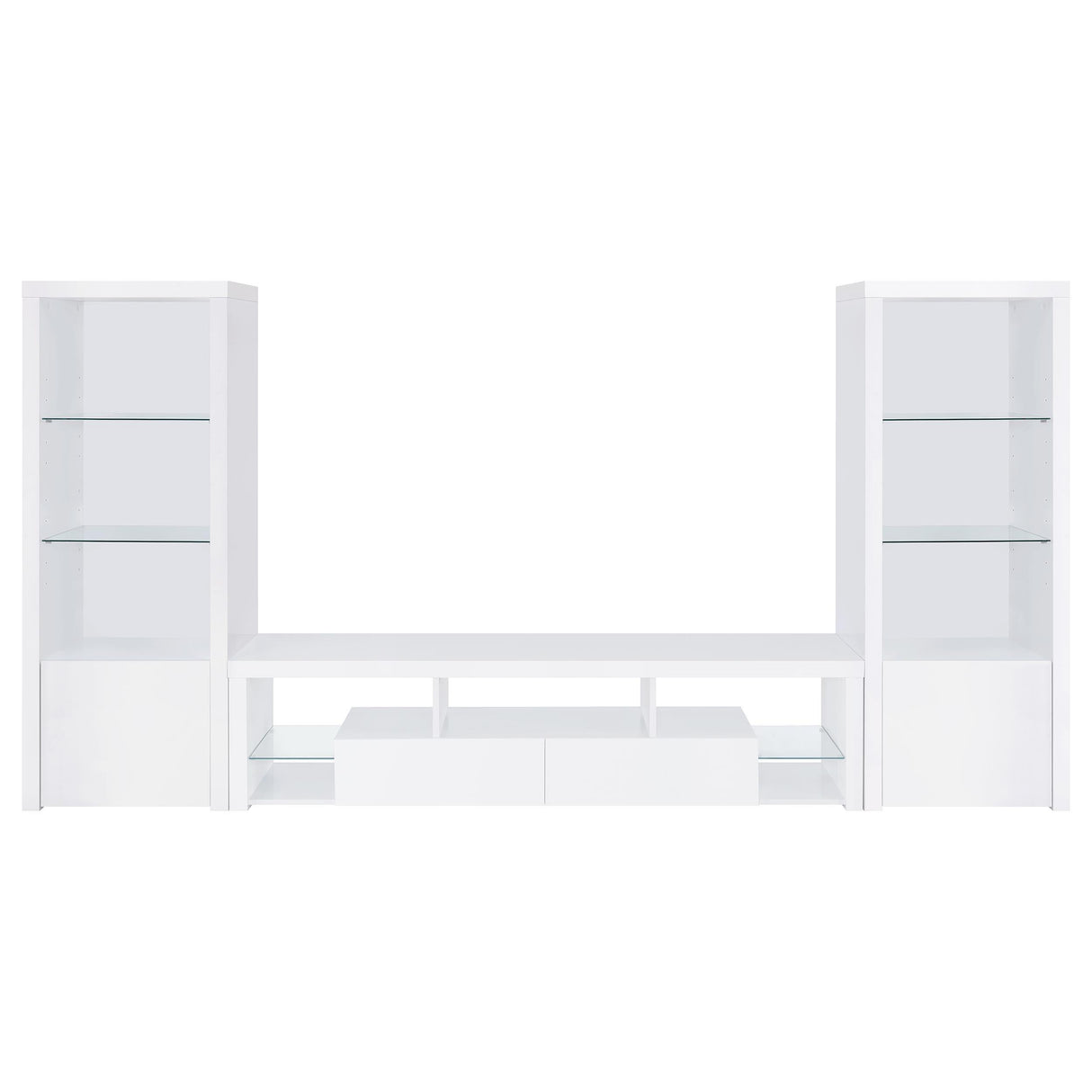  Coaster Furniture Jude 704251-SET 3-Piece Entertainment Center with 71" TV Stand - White High Gloss IMAGE 1