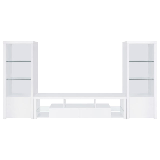  Coaster Furniture Jude 704251-SET 3-Piece Entertainment Center with 71" TV Stand - White High Gloss IMAGE 1
