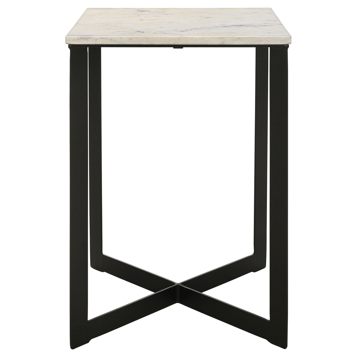  Coaster Furniture Tobin 707697 Square Marble Top End Table - White and Black IMAGE 3