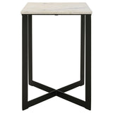  Coaster Furniture Tobin 707697 Square Marble Top End Table - White and Black IMAGE 3