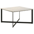  Coaster Furniture Tobin 707698 Square Marble Top Coffee Table - White and Black IMAGE 1