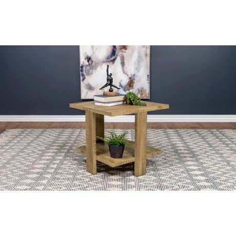  Coaster Furniture Dawn 707717 Square Engineered Wood End Table - Mango Brown IMAGE 2