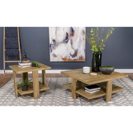  Coaster Furniture Dawn 707717 Square Engineered Wood End Table - Mango Brown IMAGE 5