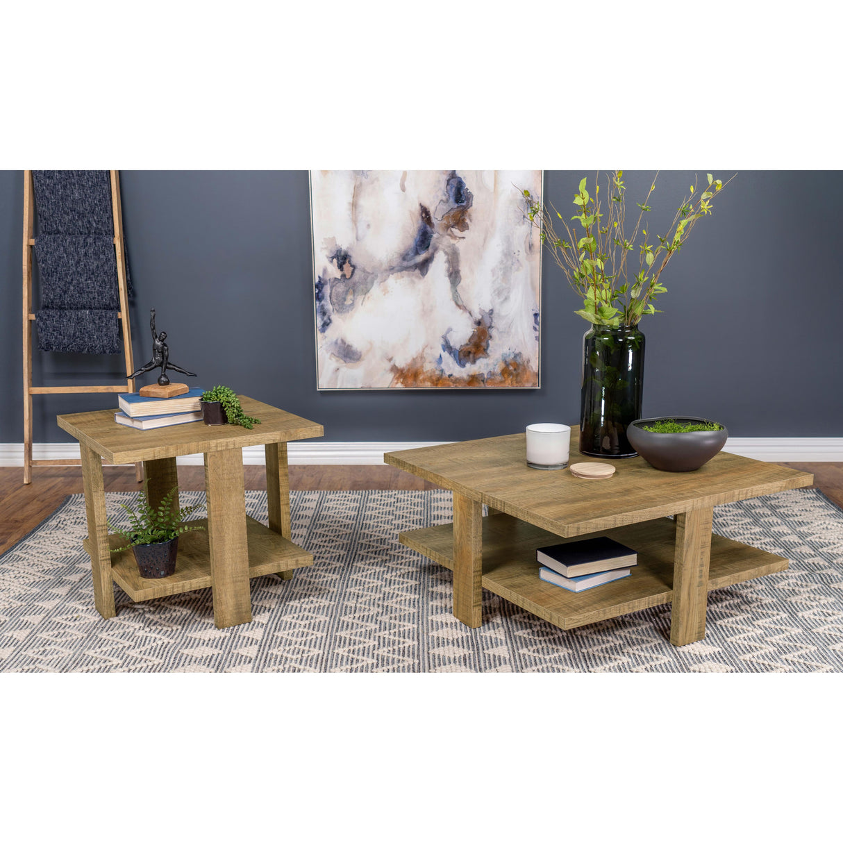  Coaster Furniture Dawn 707718 Square Engineered Wood Coffee Table - Mango Brown IMAGE 5