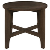  Coaster Furniture Cota 708287 Round Solid Wood End Table - Dark Brown IMAGE 3