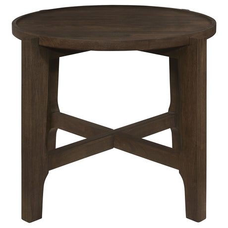  Coaster Furniture Cota 708287 Round Solid Wood End Table - Dark Brown IMAGE 3