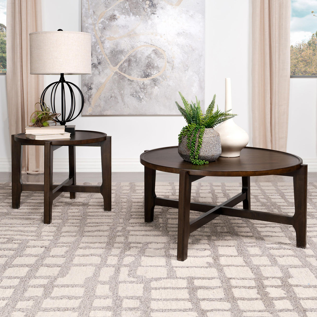  Coaster Furniture Cota 708287 Round Solid Wood End Table - Dark Brown IMAGE 6