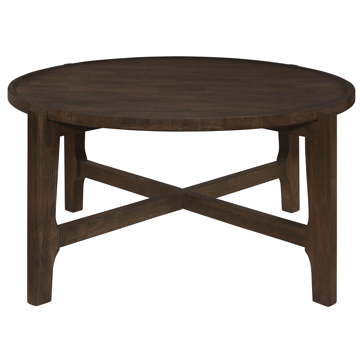  Coaster Furniture Cota 708288 Round Solid Wood Coffee Table - Dark Brown IMAGE 3