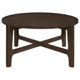  Coaster Furniture Cota 708288 Round Solid Wood Coffee Table - Dark Brown IMAGE 3