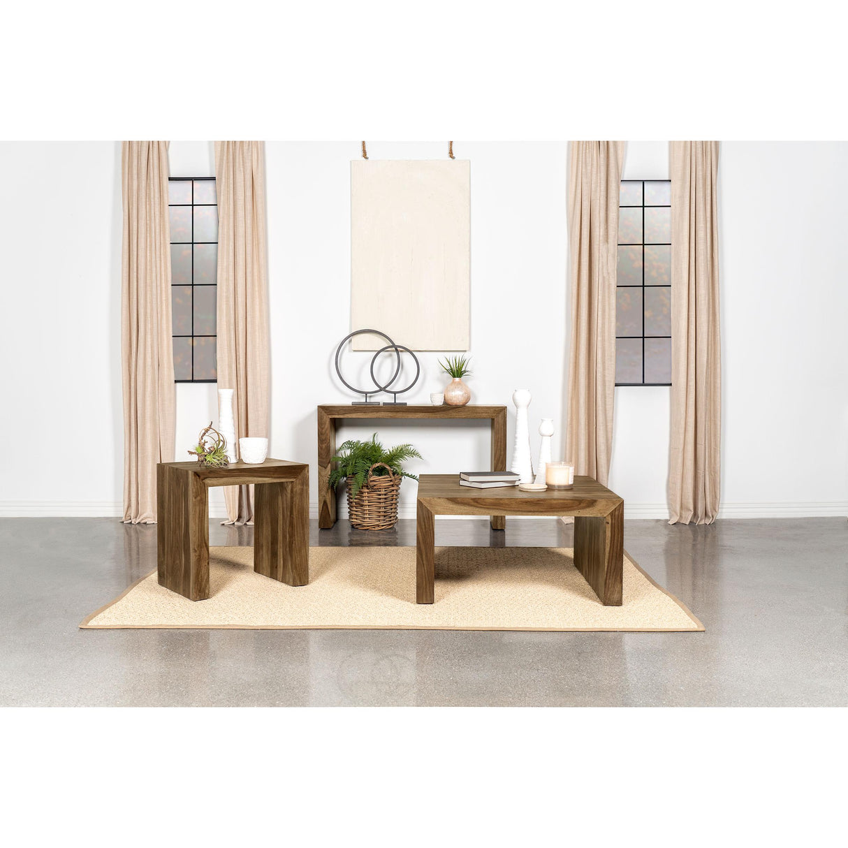  Coaster Furniture Odilia 708418 Square Solid Wood Coffee Table - Auburn IMAGE 6
