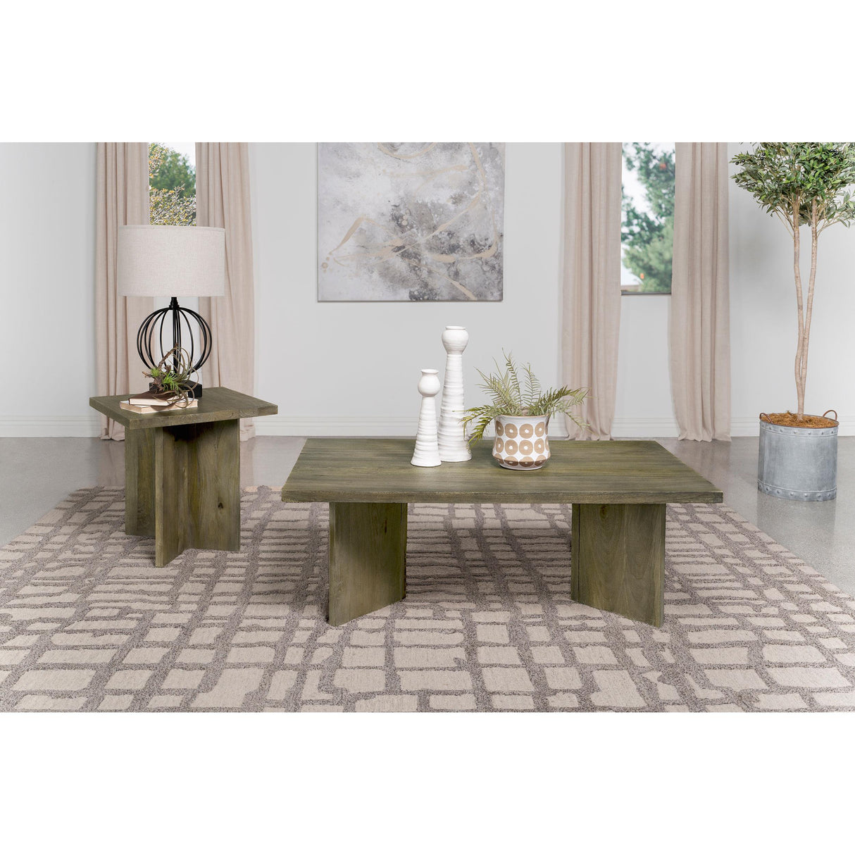  Coaster Furniture Andando 708497 Square Solid Wood End Table - Mango Brown IMAGE 5