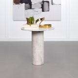  Coaster Furniture Astoria 709667 Round Genuine Marble Side End Table - White IMAGE 2