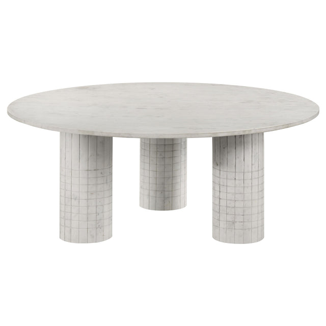  Coaster Furniture Astoria 709668 Round Genuine Marble Coffee Table - White IMAGE 1