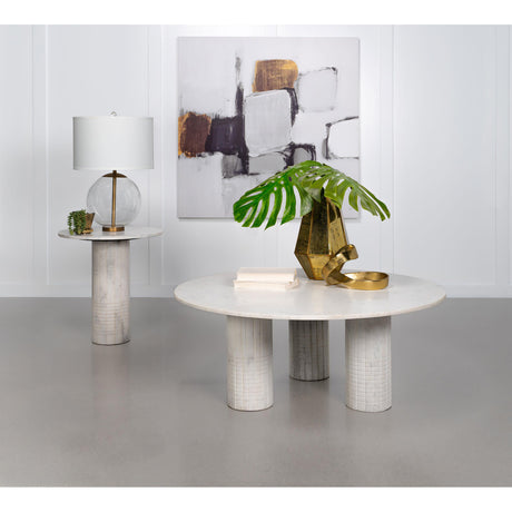  Coaster Furniture Astoria 709668 Round Genuine Marble Coffee Table - White IMAGE 3