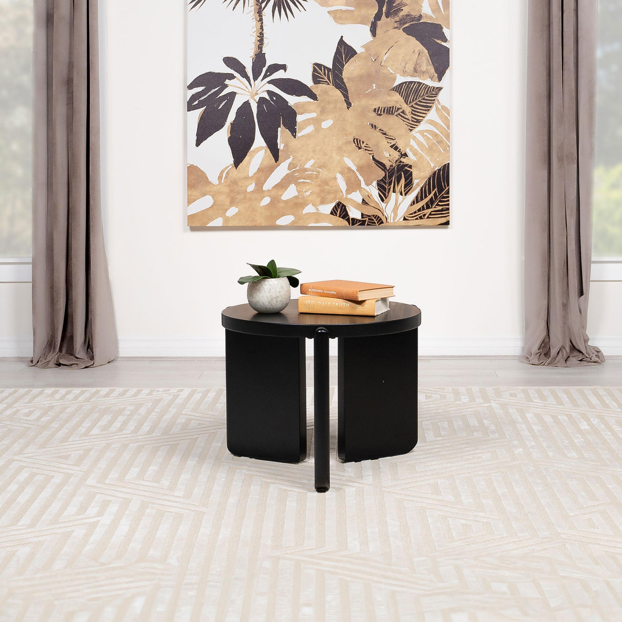  Coaster Furniture Cordova 709677 Round Solid Wood End Table - Black IMAGE 2