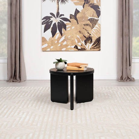  Coaster Furniture Cordova 709677 Round Solid Wood End Table - Black IMAGE 2