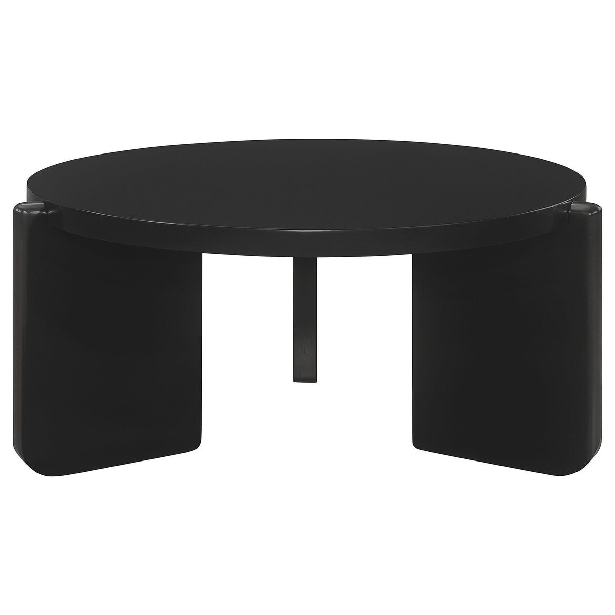  Coaster Furniture Cordova 709678 Round Solid Wood Coffee Table - Black IMAGE 3