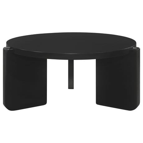  Coaster Furniture Cordova 709678 Round Solid Wood Coffee Table - Black IMAGE 3