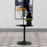  Coaster Furniture Ganso 709687 Round Metal End Table With Tempered Glass Top - Black IMAGE 2