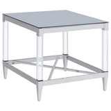  Coaster Furniture Lindley 709727 Square Tempered Mirror Acrylic Side End Table - Chrome IMAGE 1