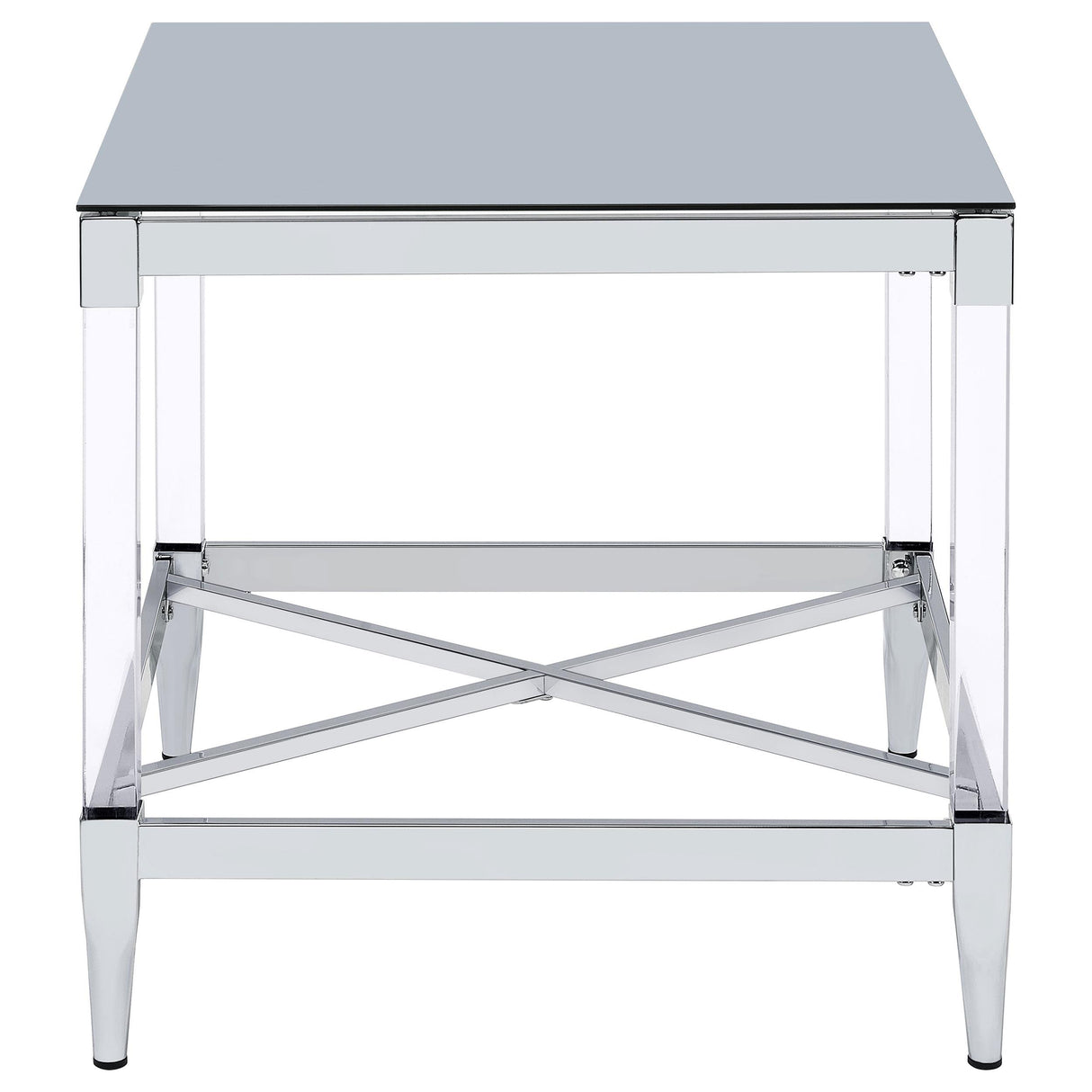  Coaster Furniture Lindley 709727 Square Tempered Mirror Acrylic Side End Table - Chrome IMAGE 4
