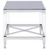  Coaster Furniture Lindley 709727 Square Tempered Mirror Acrylic Side End Table - Chrome IMAGE 4