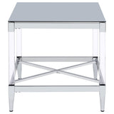  Coaster Furniture Lindley 709727 Square Tempered Mirror Acrylic Side End Table - Chrome IMAGE 6