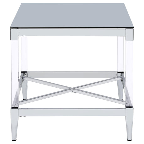  Coaster Furniture Lindley 709727 Square Tempered Mirror Acrylic Side End Table - Chrome IMAGE 6