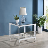  Coaster Furniture Lindley 709727 Square Tempered Mirror Acrylic Side End Table - Chrome IMAGE 7