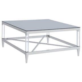  Coaster Furniture Lindley 709728 Square Tempered Mirror Acrylic Coffee Table - Chrome IMAGE 1