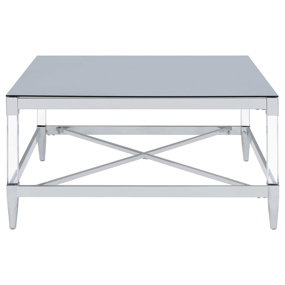  Coaster Furniture Lindley 709728 Square Tempered Mirror Acrylic Coffee Table - Chrome IMAGE 2