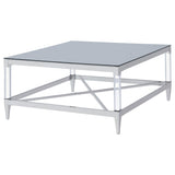  Coaster Furniture Lindley 709728 Square Tempered Mirror Acrylic Coffee Table - Chrome IMAGE 3