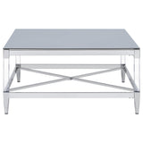  Coaster Furniture Lindley 709728 Square Tempered Mirror Acrylic Coffee Table - Chrome IMAGE 4