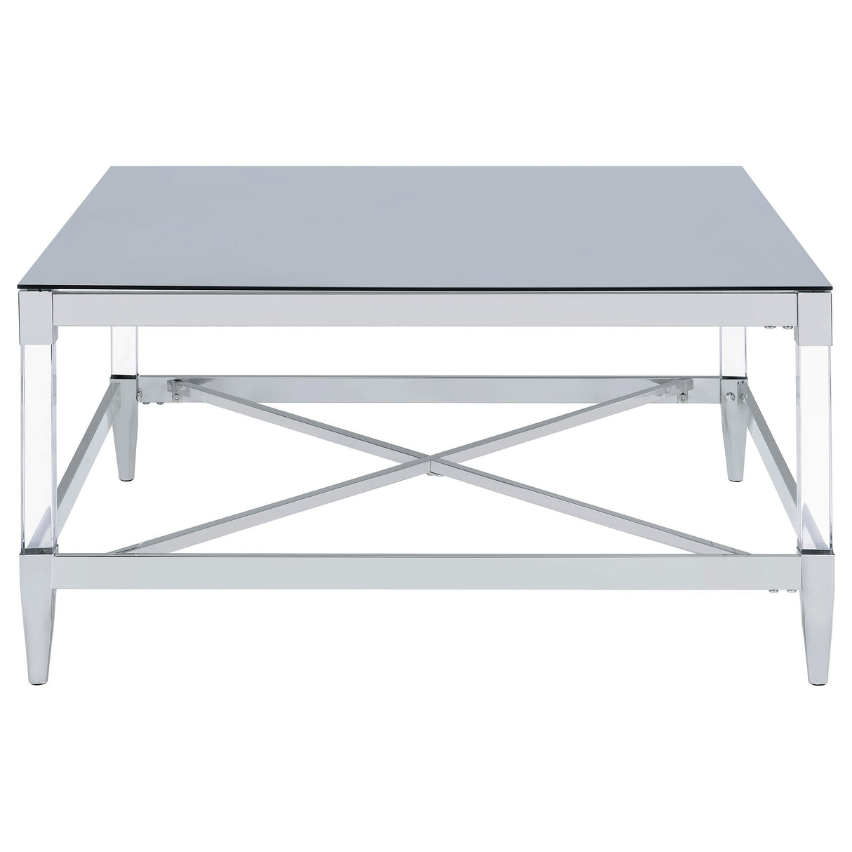  Coaster Furniture Lindley 709728 Square Tempered Mirror Acrylic Coffee Table - Chrome IMAGE 5